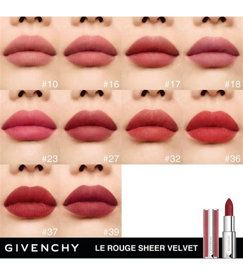 givenchy le rouge sheer velvet lipstick swatches|Givenchy sheer velvet 27.